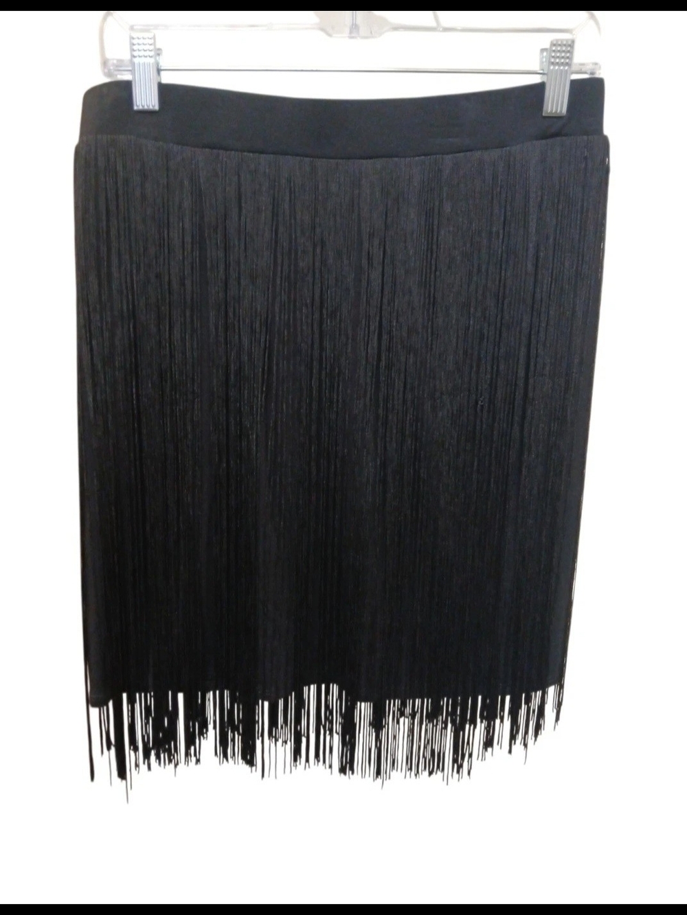 Chelsea & Theodore Black Fringe Mini Skirt